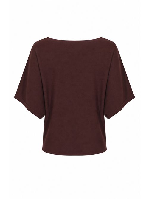 Maglia in viscosa con scollo a barca Cioccolato Alpha Studio | AD-6251C2009